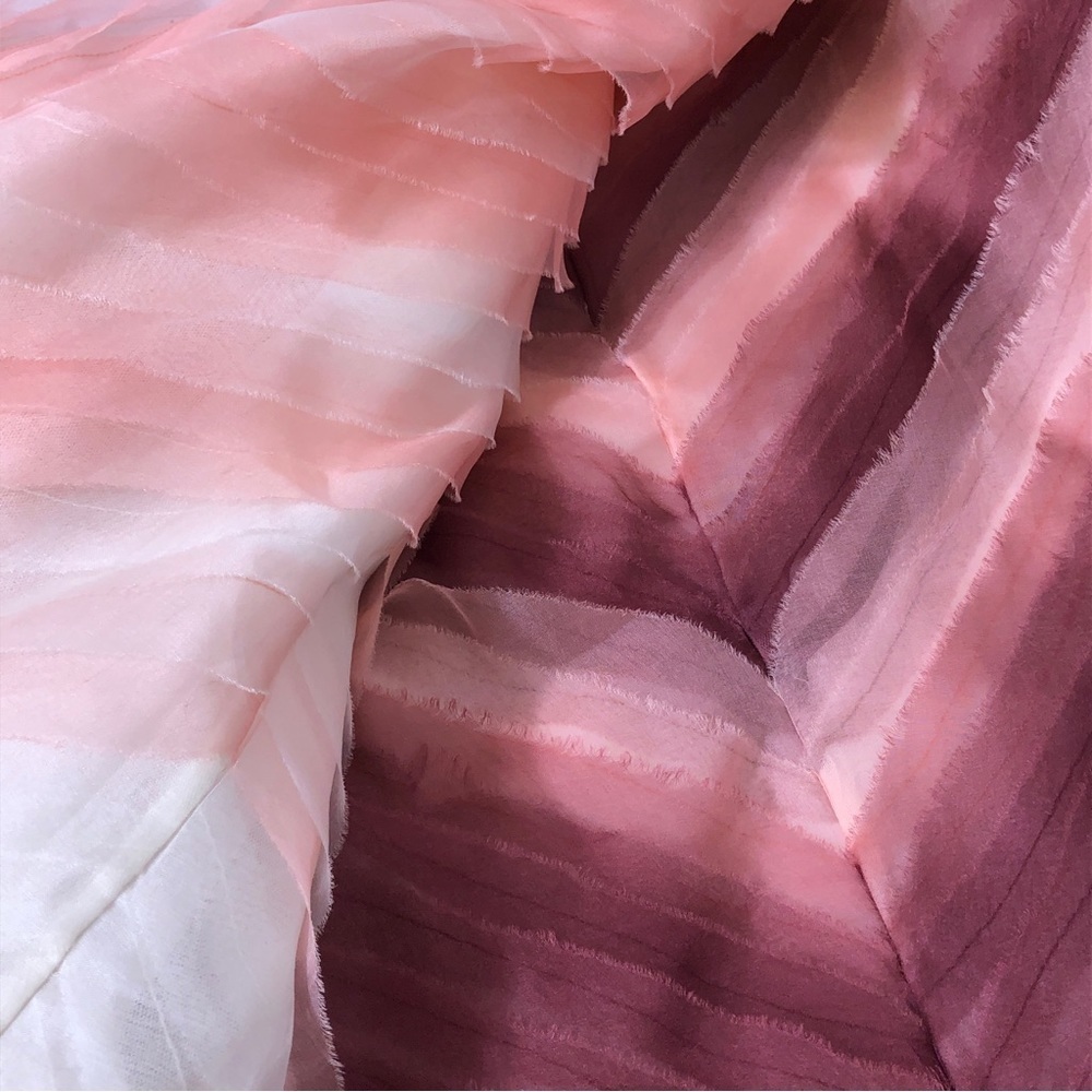 Parker Pink Silk Tiered Ombre Chiffon Strapless Sweetheart Prom Gown Maxi Dress - Picture 12 of 14